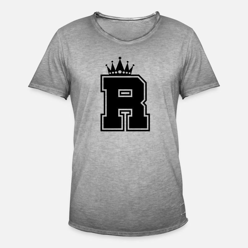 buchstabe R Krone - Männer Vintage T-Shirt - Vintage Grau