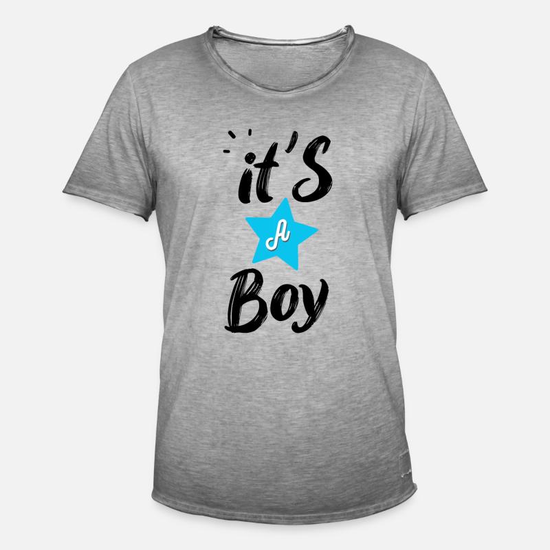 Es ist ein Junge - Männer Vintage T-Shirt - Vintage Grau