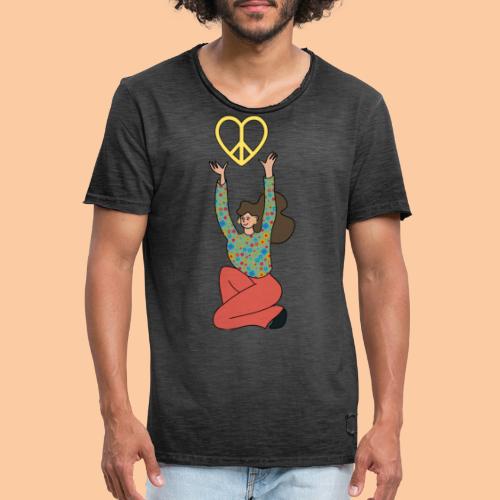 She holds the peace sign up - Men's Vintage T-Shirt