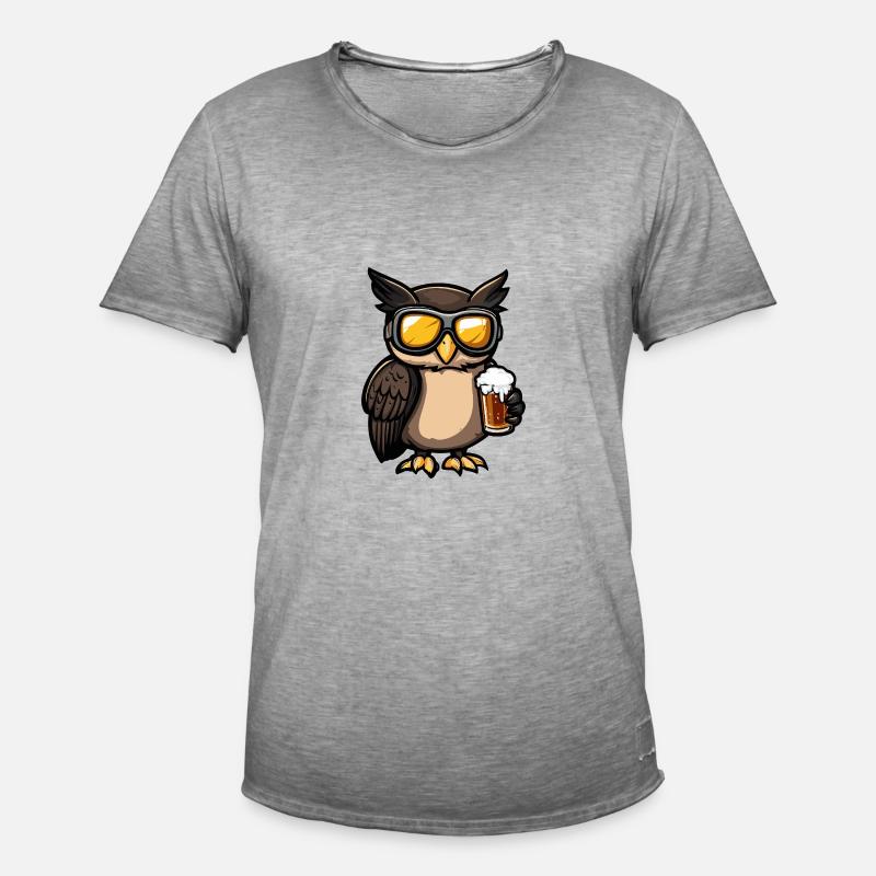 Eule Apres Ski Bier Comic - Männer Vintage T-Shirt - Vintage Grau