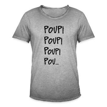 Poupi Poupi Poupi Pou La danse de Doui de Malcolm - T-shirt vintage Homme - vintage gris - Devant - Jose (178cm)