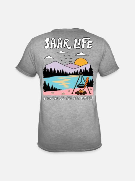 Saarland, Schwenker, Echt Saarländisch - Männer Vintage T-Shirt - Vintage Grau