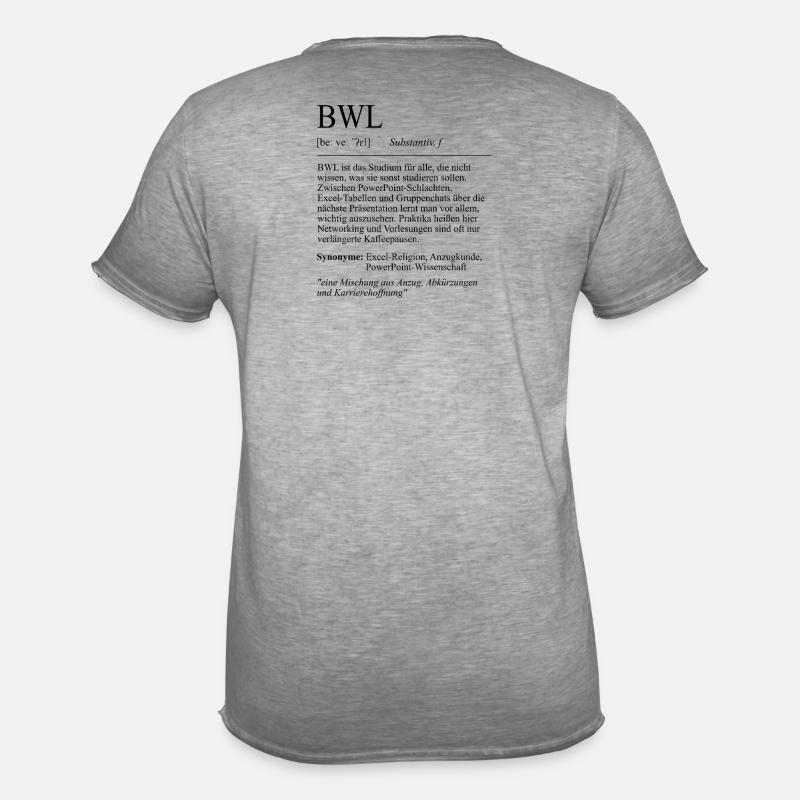Unispruch "BWL" Student Geschenk, Studenten - Männer Vintage T-Shirt - Vintage Grau