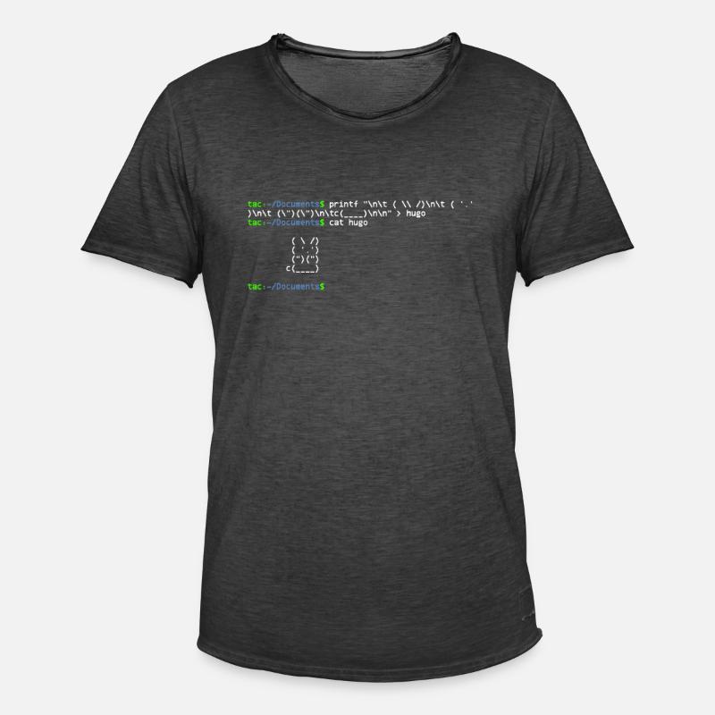 linux shell rabbit - T-shirt vintage Homme - noir vintage