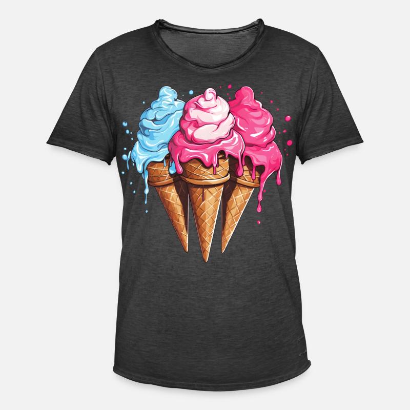 Eiscreme Eis Sommer - Männer Vintage T-Shirt - Vintage Schwarz