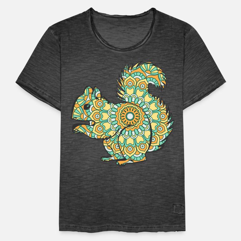 Mandala Squirrel Geometric Pattern Art Men's Vintage T-Shirt