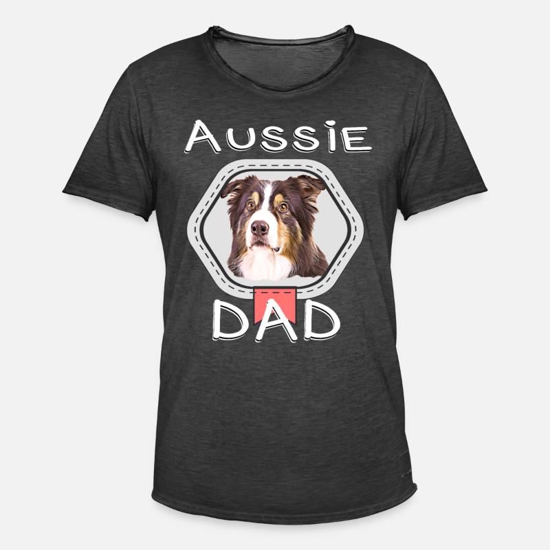 Australian Shepherds Aussie Hunde Papa - Männer Vintage T-Shirt - Vintage Schwarz
