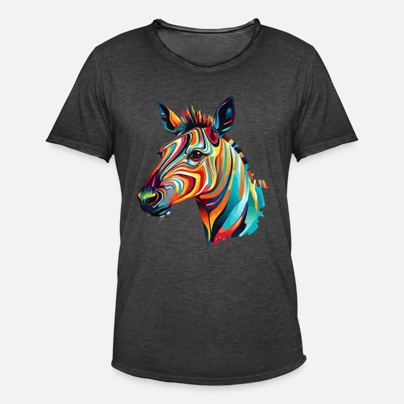 Buntes Okapi Farbkleckse Farbspritzer - Männer Vintage T-Shirt - Vintage Schwarz