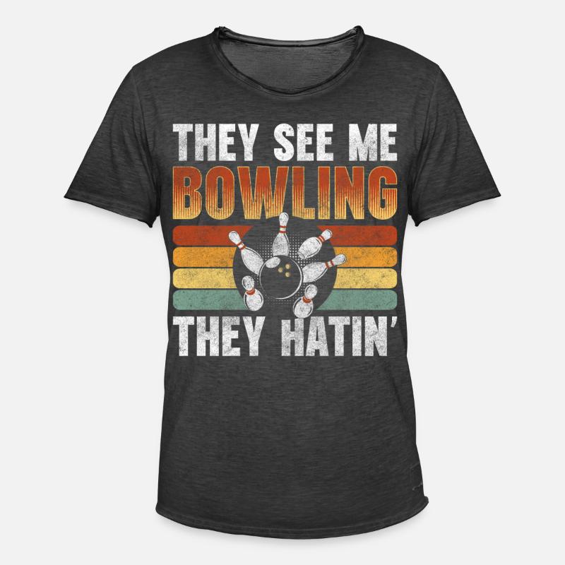 Bowler Strike Split Freizeit - Männer Vintage T-Shirt - Vintage Schwarz