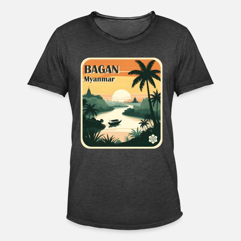 Bagan, Myanmar - Men's Vintage T-Shirt - washed black