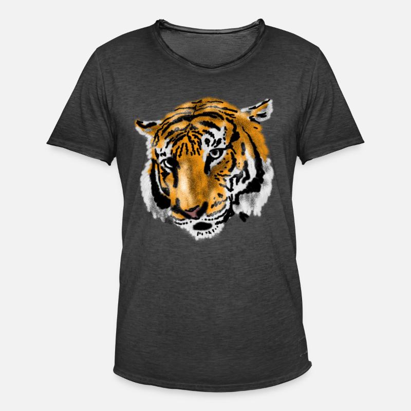 Tiger - Männer Vintage T-Shirt - Vintage Schwarz
