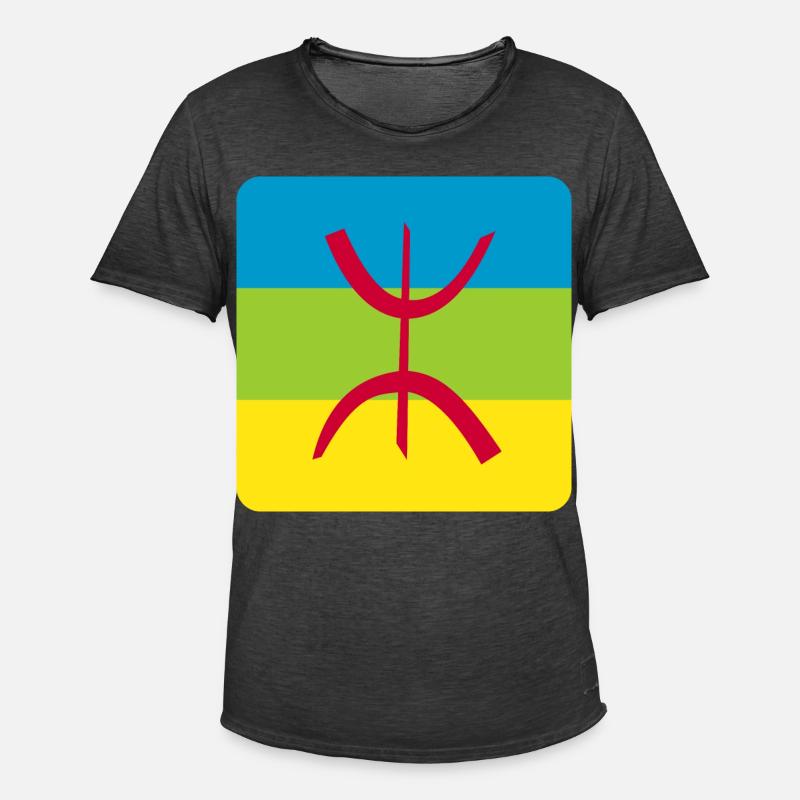 berber flagge aufkleber amazigh ref - Männer Vintage T-Shirt - Vintage Schwarz