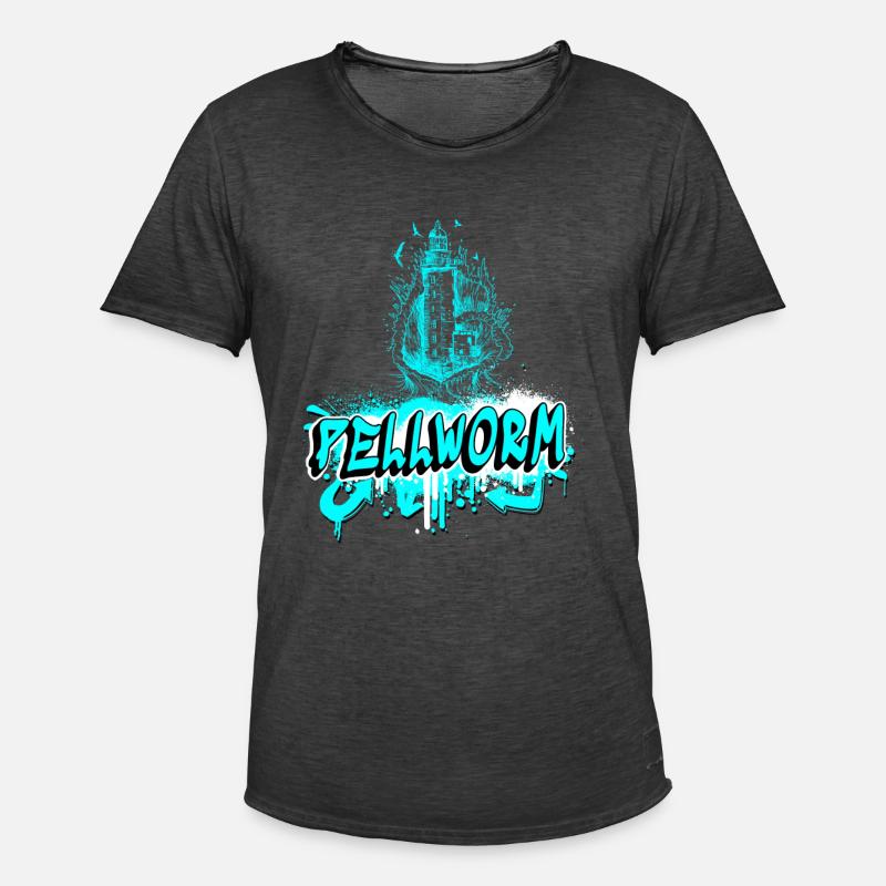 Pellworm Leuchtturm Graffiti Design - Männer Vintage T-Shirt - Vintage Schwarz