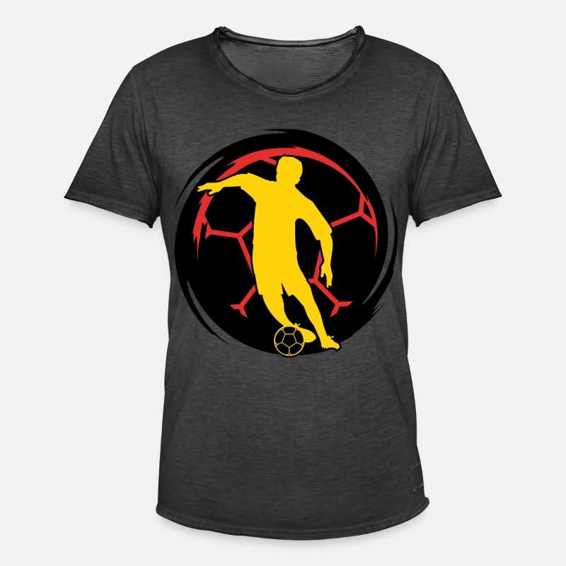 Calcio - Calciatori - Maglietta vintage da uomo - nero antico
