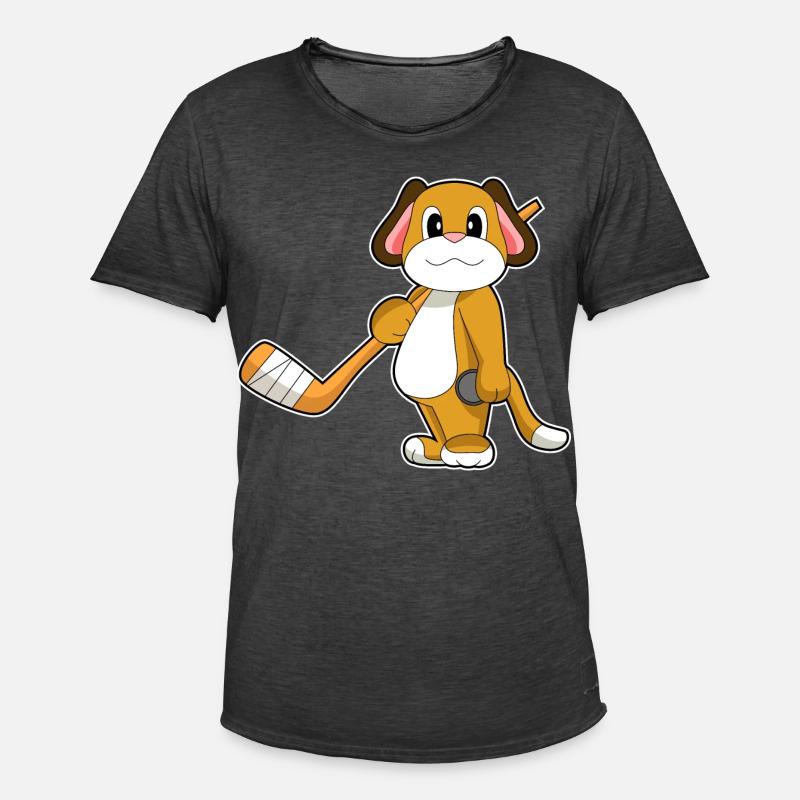 Hund Eishockey Eishockeyschläger - Männer Vintage T-Shirt - Vintage Schwarz