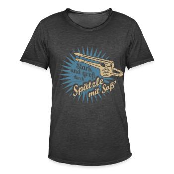 Spätzle mit Soß' - Männer Vintage T-Shirt - Vintage Schwarz - Vorne - Jose (178cm)