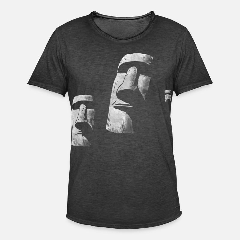 Moai Heads Easter Island Polynesia - Men's Vintage T-Shirt - washed black