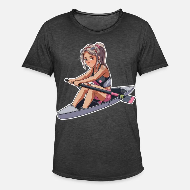 Ruderer Mädchen Grafik - Männer Vintage T-Shirt - Vintage Schwarz