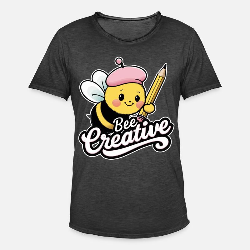 creative bee bee be creative - Men's Vintage T-Shirt - washed black