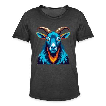 Alpine Goat Colorful Kawaii Cartoon Character Pet - Men's Vintage T-Shirt - washed black - Front - Jose (178cm)