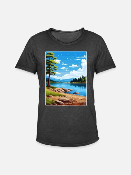 Big Bear Lake California Travel Poster Souvenir - Men's Vintage T-Shirt - washed black