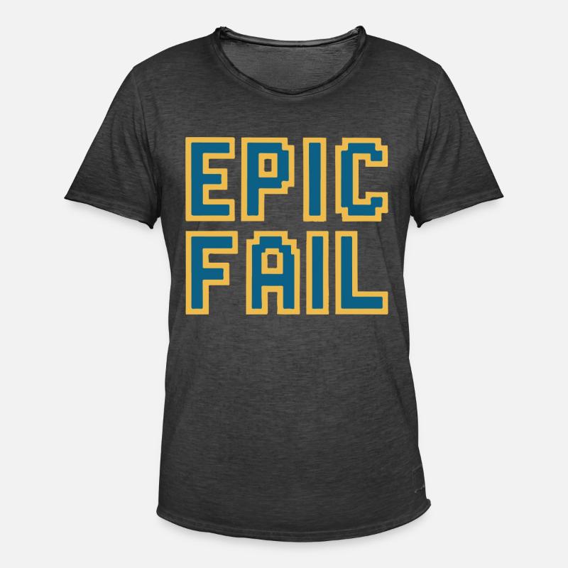 Epic fail - meme di gioco retrò a 8 bit - Maglietta vintage da uomo - nero antico