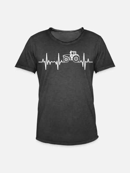 Traktor Herzfrequenz - Männer Vintage T-Shirt - Vintage Schwarz