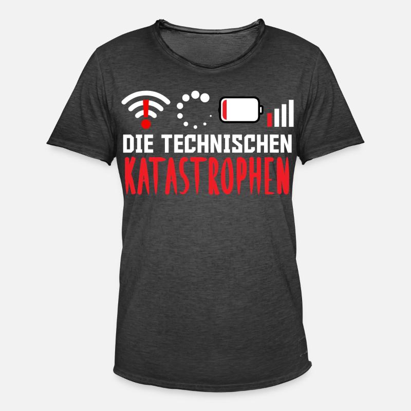 Nerd Computer DIE TECHNISCHEN KATASROPHEN LUSTIG - Männer Vintage T-Shirt - Vintage Schwarz