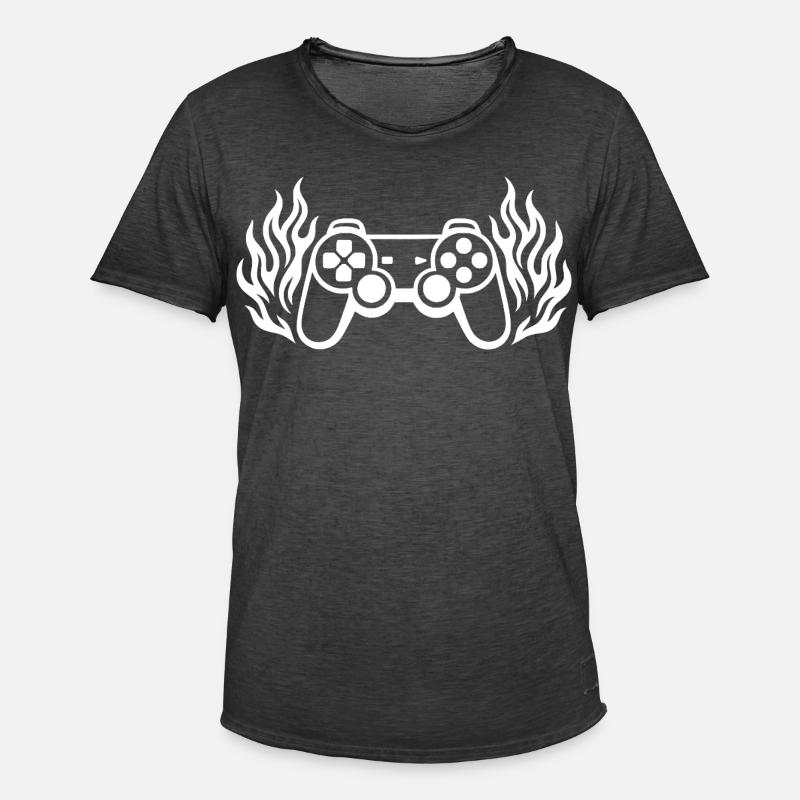 Flames controller, burning gamepad graphics - Men's Vintage T-Shirt - washed black