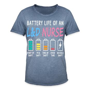 Battery level of a midwife, nurse, humor - Men's Vintage T-Shirt - vintage denim - Front - Jose (178cm)