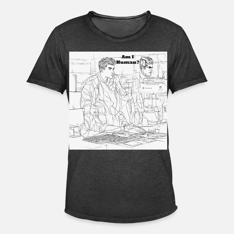 Mensch oder Roboter - Männer Vintage T-Shirt - Vintage Schwarz