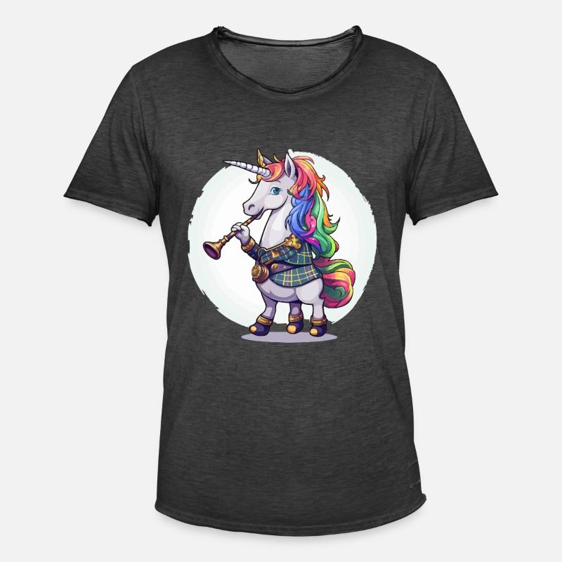 Buntes Einhorn mit Trompete - Männer Vintage T-Shirt - Vintage Schwarz