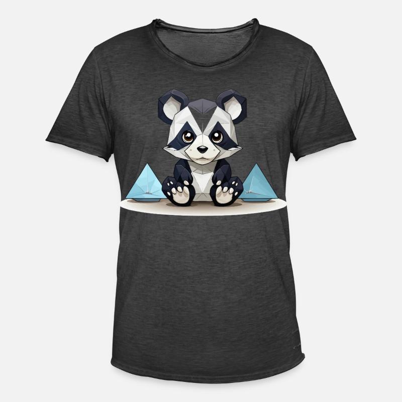 Low-Poly Panda am Eisgebirge - Männer Vintage T-Shirt - Vintage Schwarz