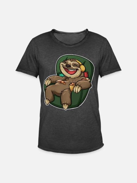 Sloth Pizza - Men's Vintage T-Shirt - washed black