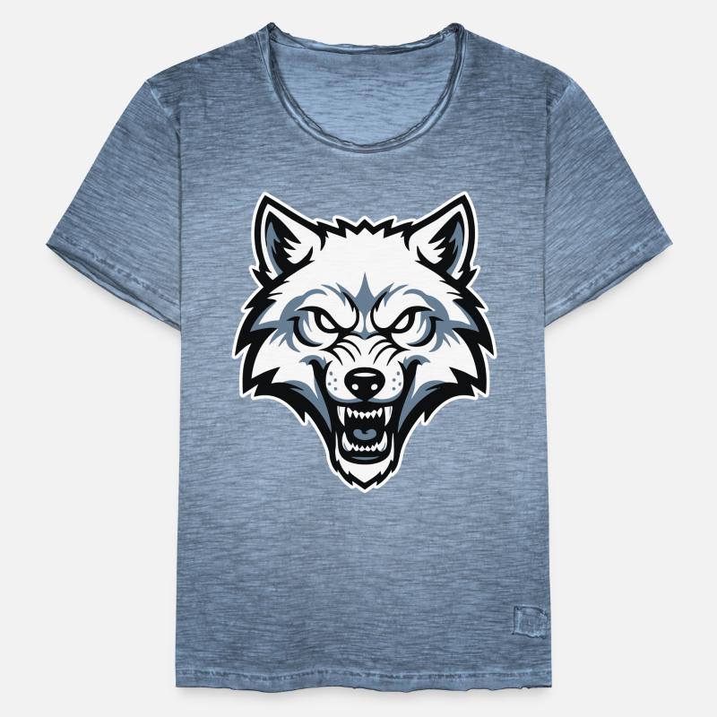 Wild Arctic White Wolf Maskottchen-Maskottchen-Logo Männer Vintage T-Shirt