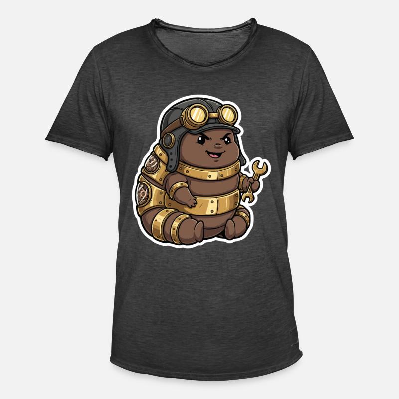 Steampunk Engineer Engineer Brass Crawler - Men's Vintage T-Shirt - washed black