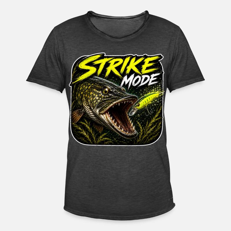 Strike-Mode Hechtfischerei-Design - Männer Vintage T-Shirt - Vintage Schwarz