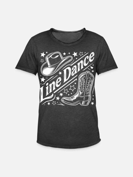 Line Dance Western Graphic - Men's Vintage T-Shirt - washed black