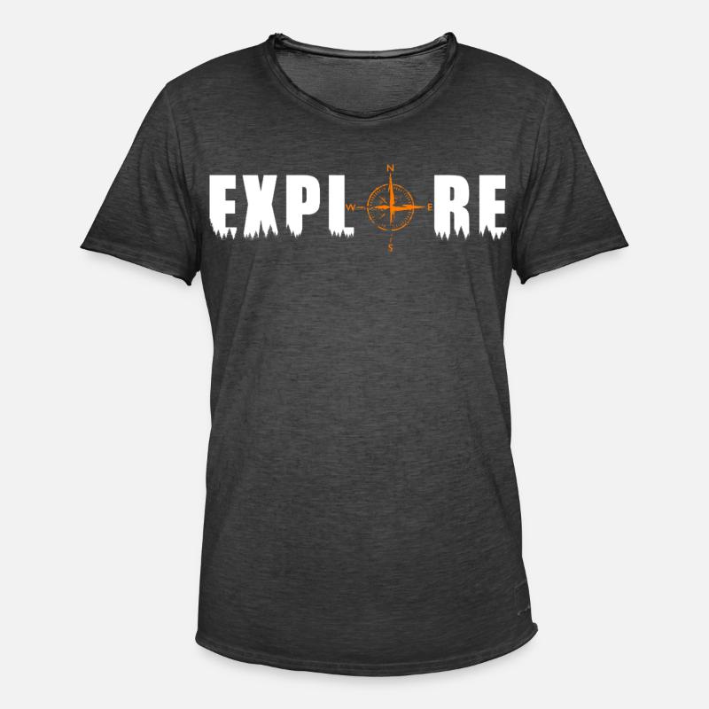 Explore Motiv mit einem Kompass - Männer Vintage T-Shirt - Vintage Schwarz