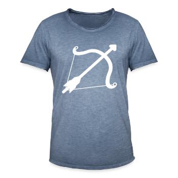 Arc et flèche - T-shirt vintage Homme - vintage bleu jeans - Devant - Jose (178cm)