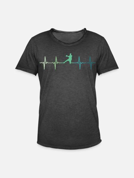 Handball, Herzschlag, Handball - Männer Vintage T-Shirt - Vintage Schwarz