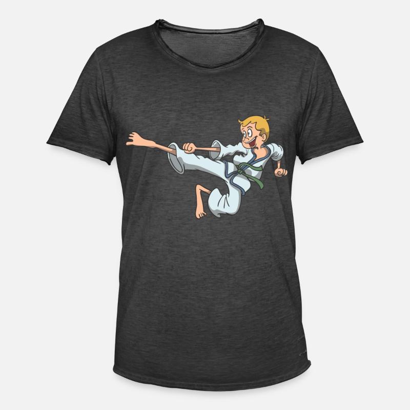 Karate Kind Junge Sprung Kick - Männer Vintage T-Shirt - Vintage Schwarz