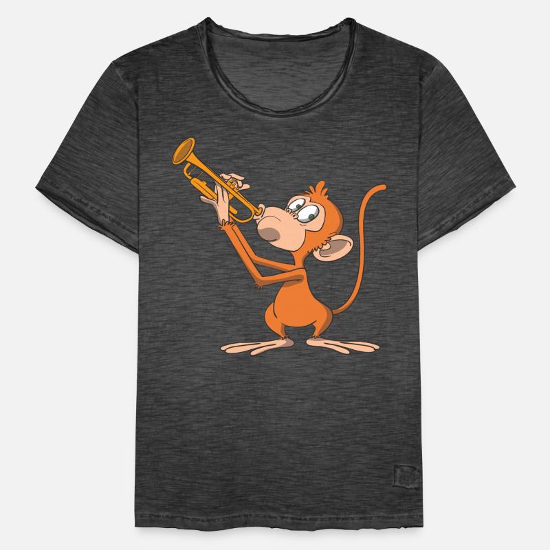 Affe spielt Trompete Männer Vintage T-Shirt