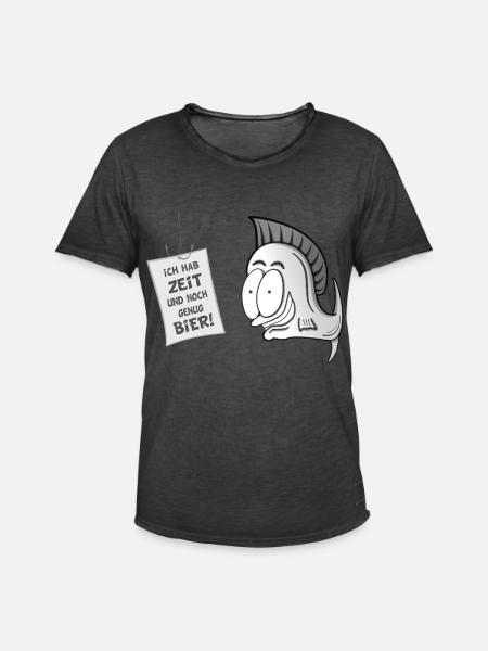 Fisch Comic Angler - Männer Vintage T-Shirt - Vintage Schwarz