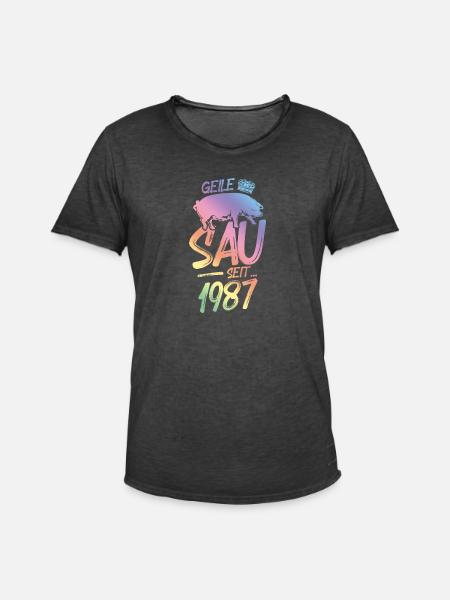 1987 Geile Sau - Männer Vintage T-Shirt - Vintage Schwarz
