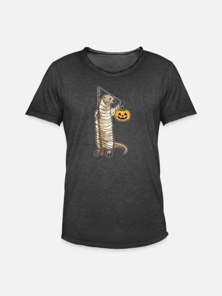 Otter Halloween Fishing - Men's Vintage T-Shirt - washed black
