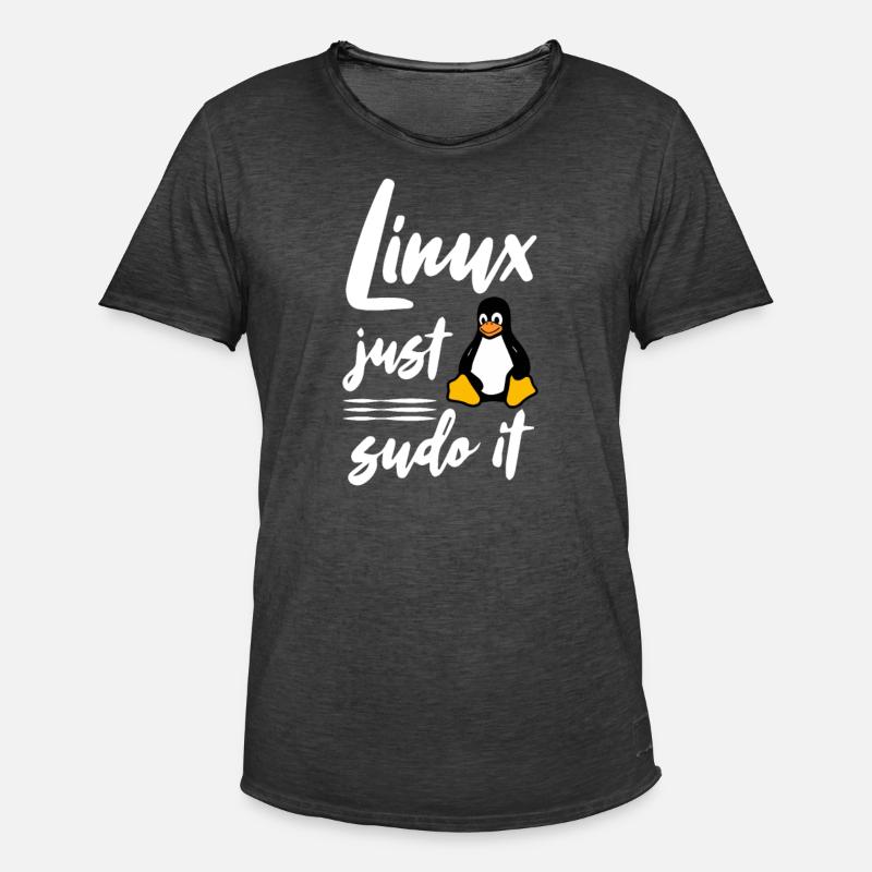 Linux just sudo it - Men's Vintage T-Shirt - washed black