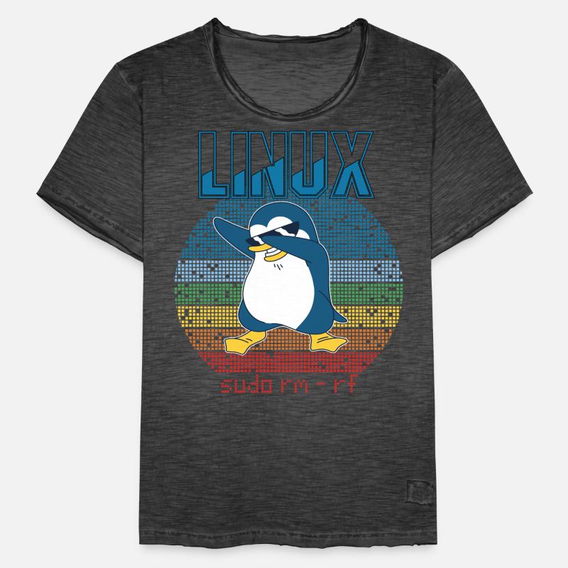Linux Sudo Root Geek Admin Penguin Nerd Programmer Männer Vintage T-Shirt