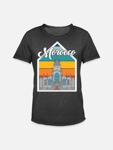 Morocco Skyline Africa City Gibraltar Ocean - Men's Vintage T-Shirt - washed black