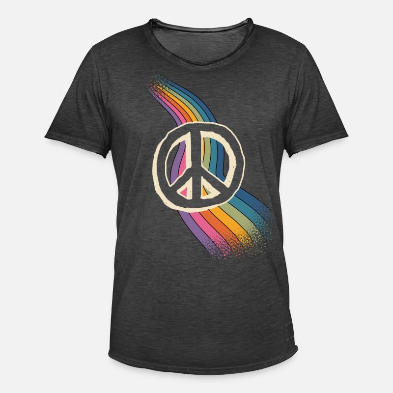 Peace Love - Männer Vintage T-Shirt - Vintage Schwarz